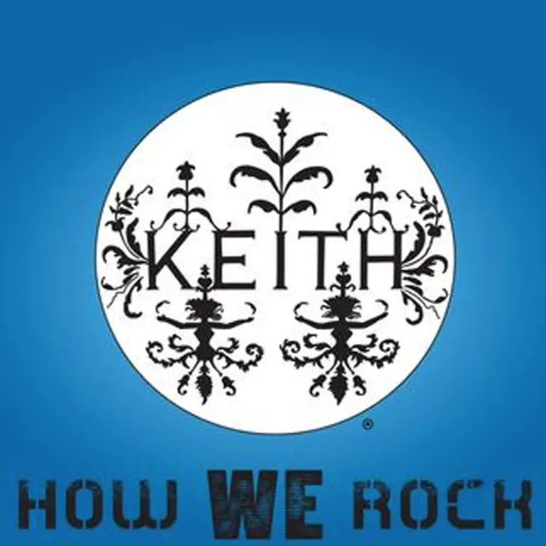 A blue background with the words " keith how we rock ".