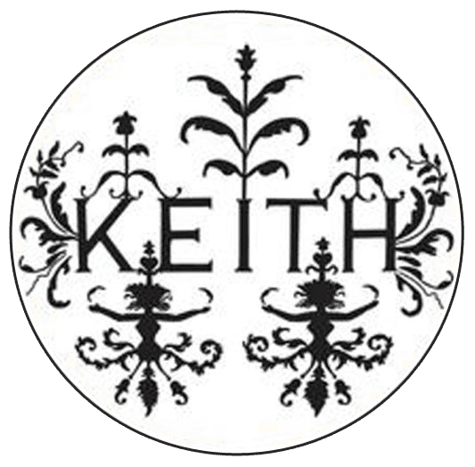 A black and white picture of the name keith